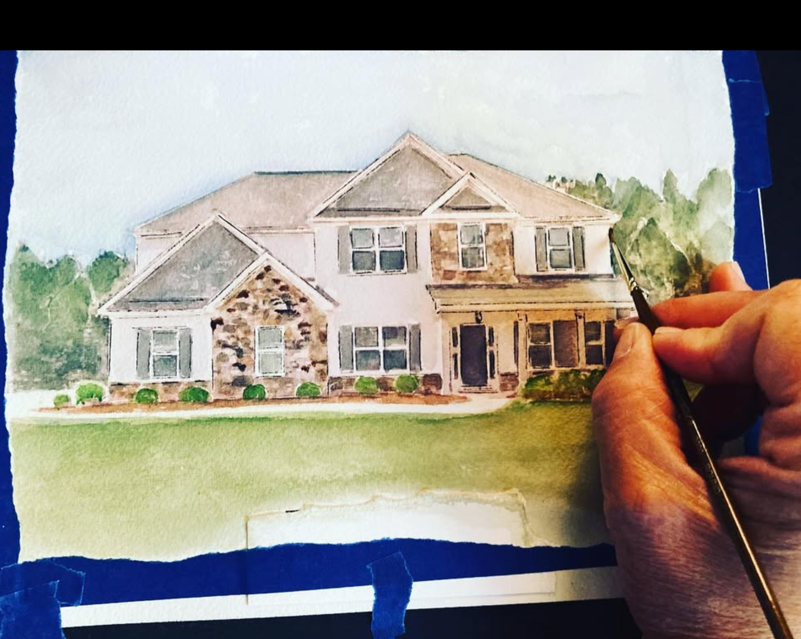 Custom Home Portrait — 5x7 Watercolor